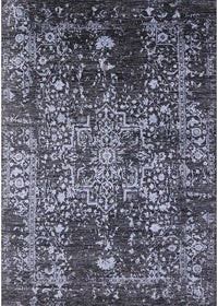 Machine Washable Industrial Modern Dark Gray Black Rug, wshurb2753