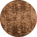 Round Machine Washable Oriental Orange Industrial Area Rugs, wshurb2753org