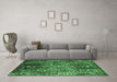 Machine Washable Oriental Emerald Green Industrial Area Rugs in a Living Room,, wshurb2753emgrn