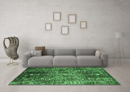 Machine Washable Oriental Emerald Green Industrial Area Rugs in a Living Room,, wshurb2753emgrn