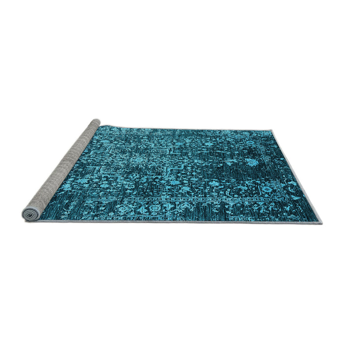 Sideview of Machine Washable Oriental Light Blue Industrial Rug, wshurb2753lblu