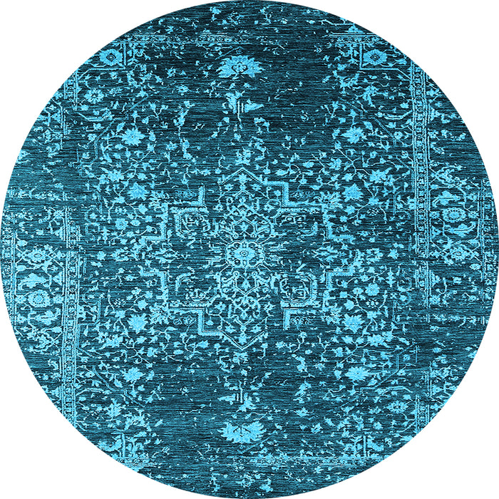 Round Oriental Light Blue Industrial Rug, urb2753lblu