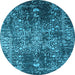 Round Oriental Light Blue Industrial Rug, urb2753lblu