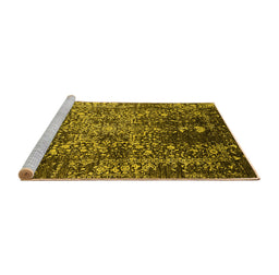 Sideview of Machine Washable Oriental Yellow Industrial Rug, wshurb2753yw