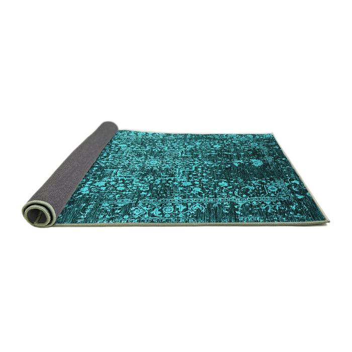 Sideview of Oriental Turquoise Industrial Rug, urb2753turq