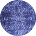 Round Oriental Blue Industrial Rug, urb2753blu