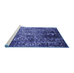 Sideview of Machine Washable Oriental Blue Industrial Rug, wshurb2753blu