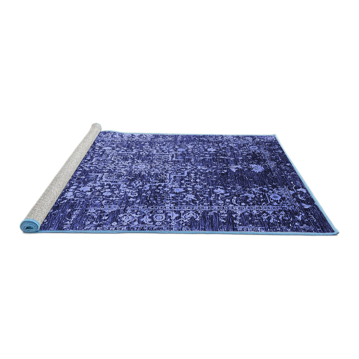 Sideview of Machine Washable Oriental Blue Industrial Rug, wshurb2753blu