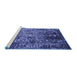 Sideview of Machine Washable Oriental Blue Industrial Rug, wshurb2753blu