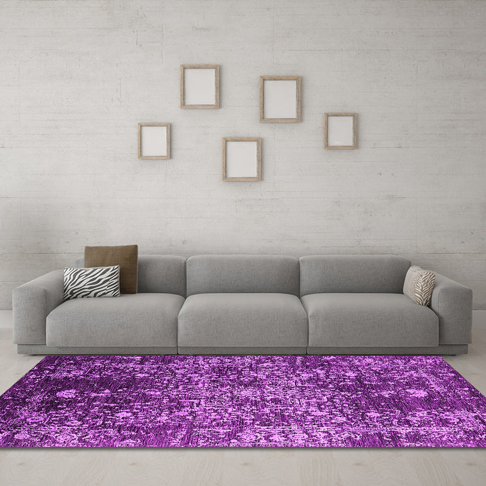 Machine Washable Oriental Pink Industrial Rug in a Living Room, wshurb2753pnk