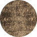 Round Oriental Brown Industrial Rug, urb2753brn