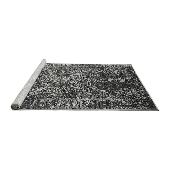 Sideview of Machine Washable Oriental Gray Industrial Rug, wshurb2753gry
