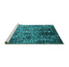Sideview of Machine Washable Oriental Turquoise Industrial Area Rugs, wshurb2753turq