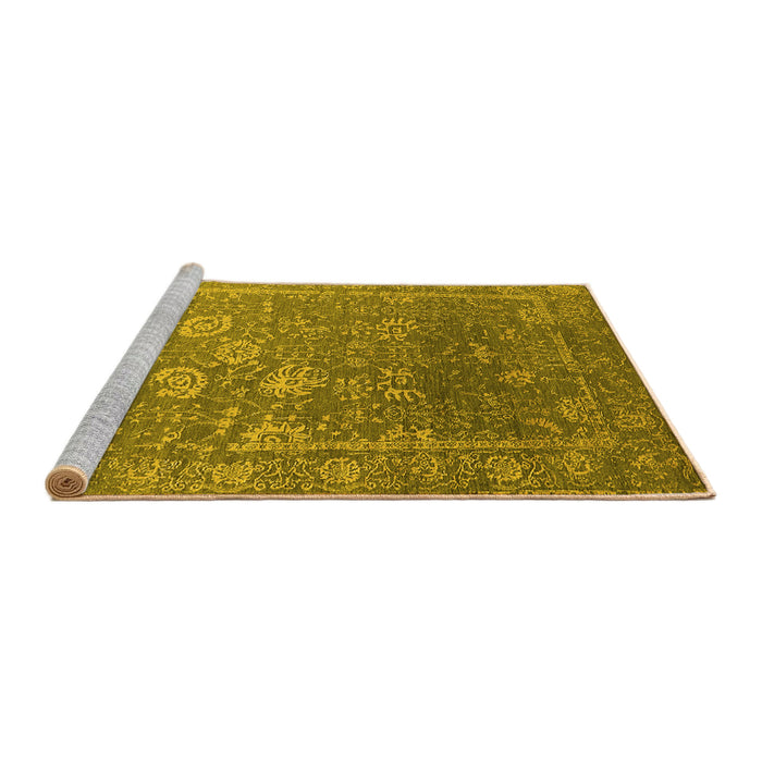 Sideview of Machine Washable Oriental Yellow Industrial Rug, wshurb2754yw