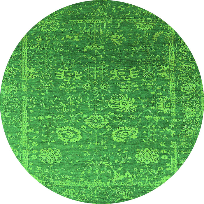 Round Oriental Green Industrial Rug, urb2754grn