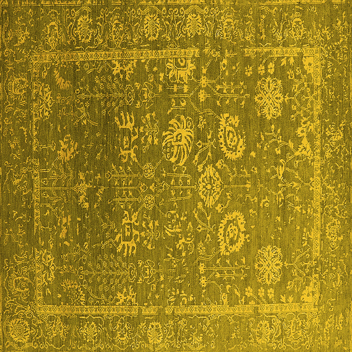 Square Machine Washable Oriental Yellow Industrial Rug, wshurb2754yw