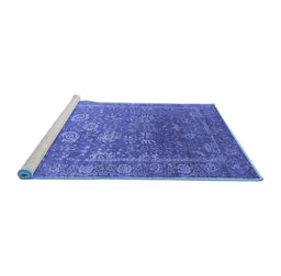Sideview of Machine Washable Oriental Blue Industrial Rug, wshurb2754blu