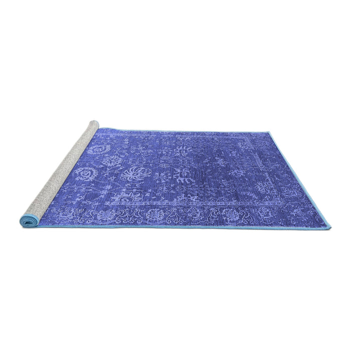 Sideview of Machine Washable Oriental Blue Industrial Rug, wshurb2754blu