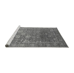 Sideview of Machine Washable Oriental Gray Industrial Rug, wshurb2754gry