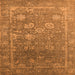 Square Machine Washable Oriental Orange Industrial Area Rugs, wshurb2754org