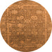 Round Machine Washable Oriental Orange Industrial Area Rugs, wshurb2754org