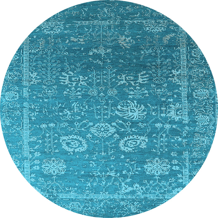 Round Oriental Light Blue Industrial Rug, urb2754lblu