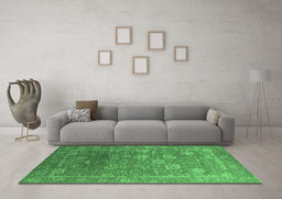 Machine Washable Oriental Emerald Green Industrial Area Rugs in a Living Room,, wshurb2754emgrn