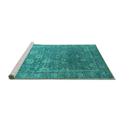 Sideview of Machine Washable Oriental Turquoise Industrial Area Rugs, wshurb2754turq