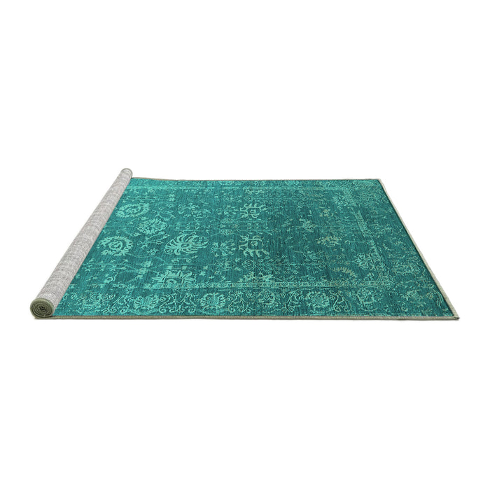 Sideview of Machine Washable Oriental Turquoise Industrial Area Rugs, wshurb2754turq
