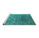 Sideview of Machine Washable Oriental Turquoise Industrial Area Rugs, wshurb2754turq