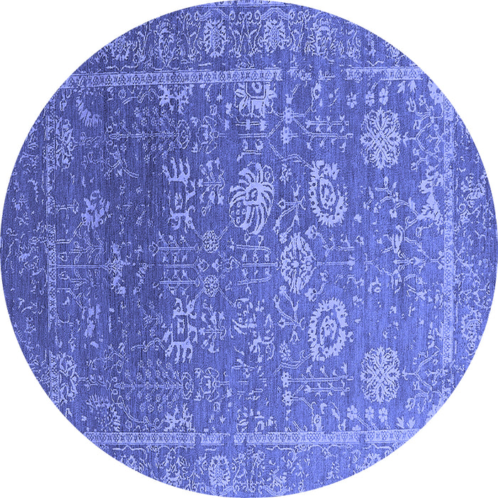 Round Oriental Blue Industrial Rug, urb2754blu