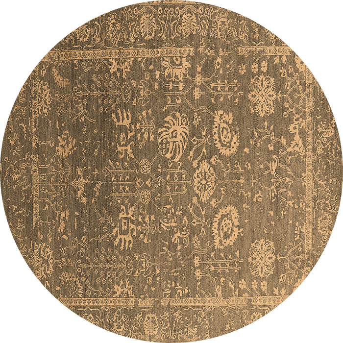 Round Oriental Brown Industrial Rug, urb2754brn