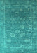 Machine Washable Oriental Turquoise Industrial Area Rugs, wshurb2754turq