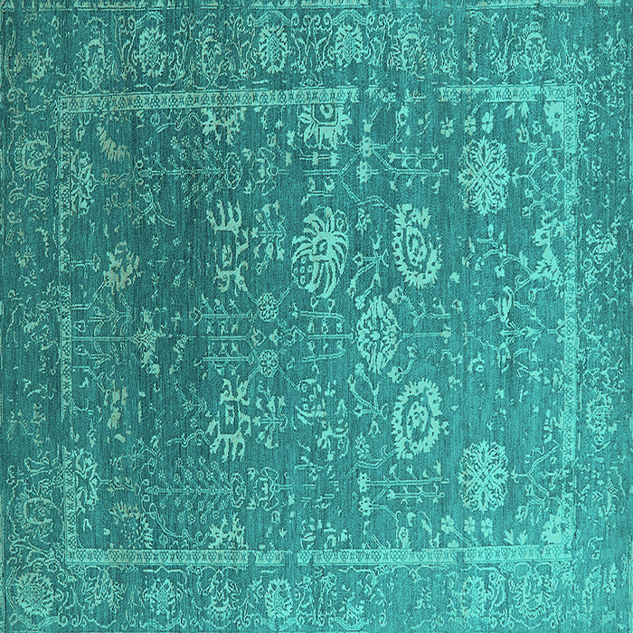 Square Oriental Turquoise Industrial Rug, urb2754turq