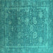 Square Oriental Turquoise Industrial Rug, urb2754turq