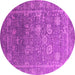 Round Machine Washable Oriental Pink Industrial Rug, wshurb2754pnk