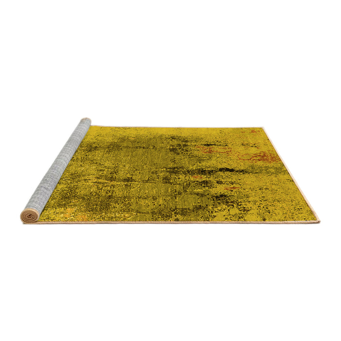 Sideview of Machine Washable Oriental Yellow Industrial Rug, wshurb2755yw