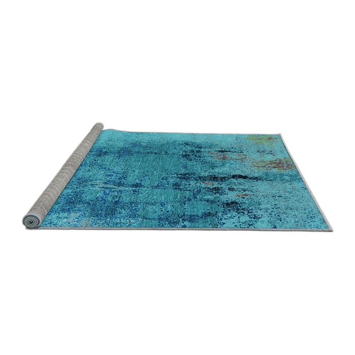 Sideview of Machine Washable Oriental Light Blue Industrial Rug, wshurb2755lblu