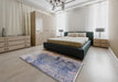 Mid-Century Modern Silver Pink Oriental Rug in a Bedroom, urb2755