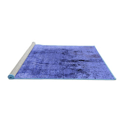 Sideview of Machine Washable Oriental Blue Industrial Rug, wshurb2755blu