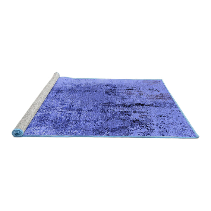 Sideview of Machine Washable Oriental Blue Industrial Rug, wshurb2755blu