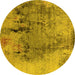 Round Oriental Yellow Industrial Rug, urb2755yw