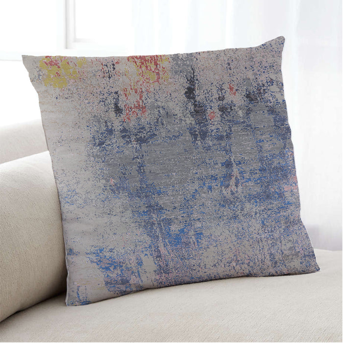 Lifestyle Image of Mid-Century Modern Urban Square Silver Pink Throw Pillow, 18 inch by 18 inch, pwurb2755