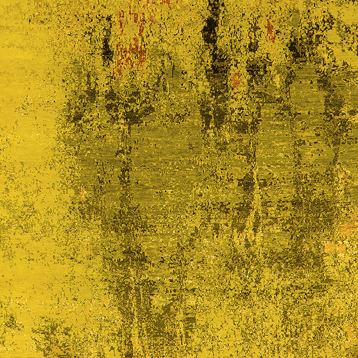 Machine Washable Oriental Yellow Industrial Rug, wshurb2755yw