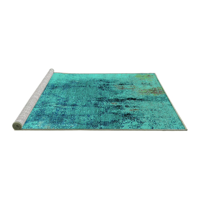 Sideview of Machine Washable Oriental Turquoise Industrial Area Rugs, wshurb2755turq