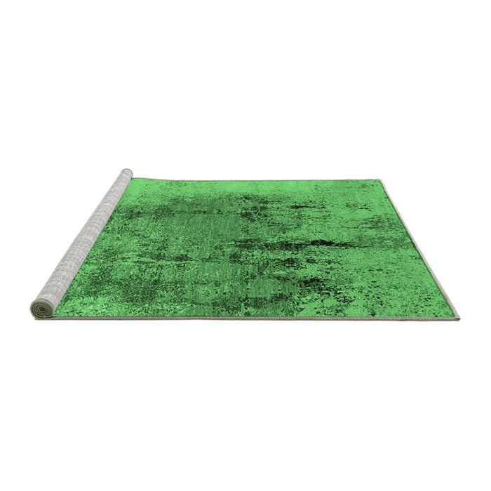 Sideview of Machine Washable Oriental Emerald Green Industrial Area Rugs, wshurb2755emgrn