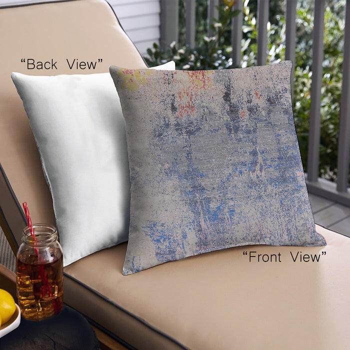 Front View of Mid-Century Modern Urban Square Silver Pink Throw Pillow, 18 inch by 18 inch, pwurb2755