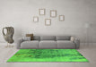 Machine Washable Oriental Green Industrial Area Rugs in a Living Room,, wshurb2755grn