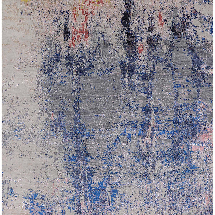 Mid-Century Modern Silver Pink Oriental Rug, urb2755