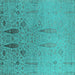 Square Oriental Turquoise Industrial Rug, urb2756turq